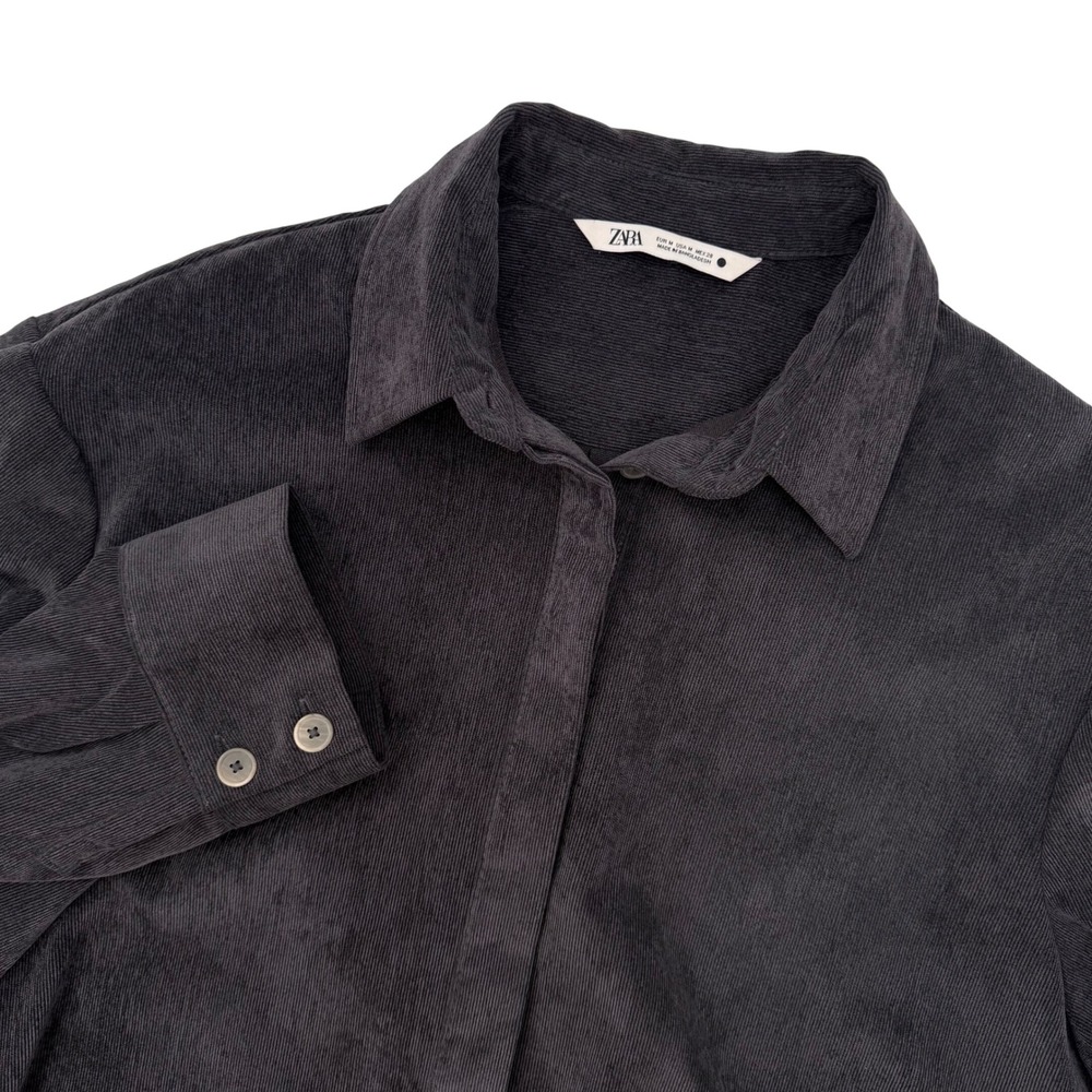 Zara Corduroy Shacket‎ Shirt Jacket Oversized Charcoal Gray Women's Medium